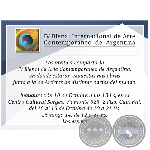 IV BIENAL INTERNACIONAL DE ARTE CONTEMPORNEO DE ARGENTINA -  10 al 15 de octubre de 2018